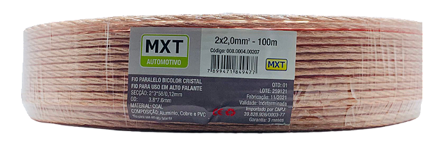 FIO PARALELO BICOLOR CRISTAL 2x2,0MM MXT AUTOMOTIVO