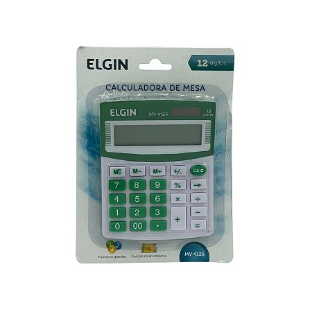 CALCULADORA DE MESA ELGIN MV 4126 VERDE 12 DIGITOS