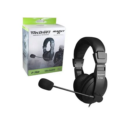 HEADSET GAMER C/MICROFONE TECDRIVE F-750 CABO 1,5MTS PLUG 3,5MM