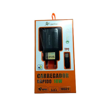 CARREGADOR RAPIDO 1 USB 3.0 TIPO C PEINING PEI-QC1