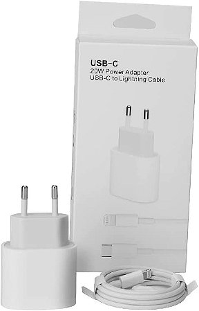 CARREGADOR POWER + CABO USB-C LIGHTNING 20W