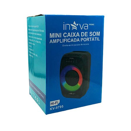 MINI CAIXA DE SOM AMPLIFICADA PORTATIL 3X2W COM RGB - INOVA - KV-9795