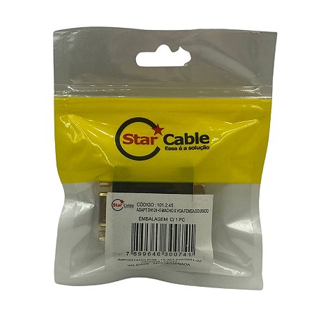 ADAPTADOR DVI 24+5 MACHO X VGA FEMEA DOURADO STARCABLE