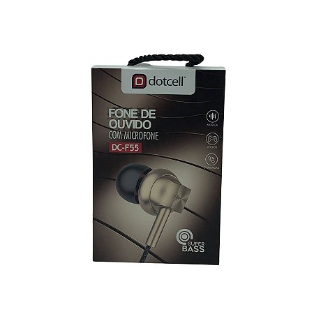FONE DE OUVIDO COM MICROFONE DOTCELL DC-F55 DOURADO