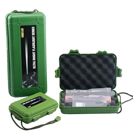 LANTERNA LED METAL COM MALETA VERDE PROFISSIONAL