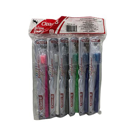 ESCOVA DENTAL ADULTA PACK COM 12 Pçs  - MARCA CLEAN B