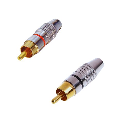 PLUG RCA MACHO 6MM METAL NIQUEL PONTA GOLD PR/VM (PAR)