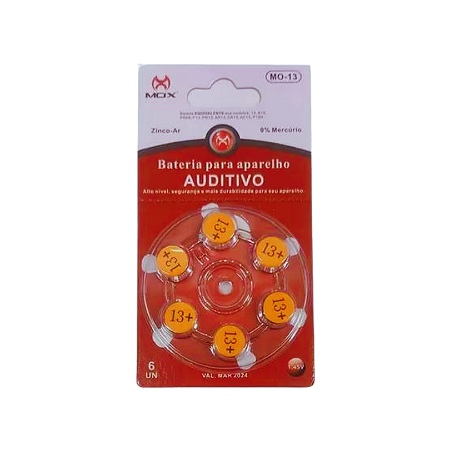 BATERIA PARA APARELHO AUDITIVO 13+  MOX  - MO-13