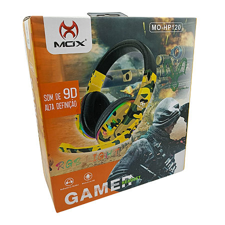 HEADSET GAMER BEGE CAMUFLADO C/ RGB MOX - MO-HP120