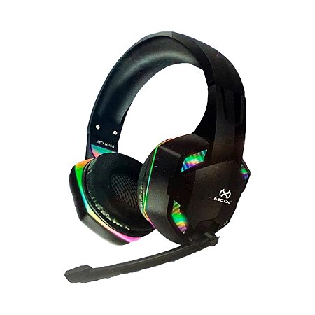 BOX HEADSET GAMER SUPER BASS C/ MICROFONE VERMELHO C/ RGB MOX - MO-HP90