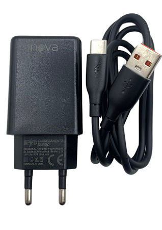 CARREGADOR USB RAPIDO DE VIAGEM TIPO-C 20W 1M - INOVA- CAR-2176D