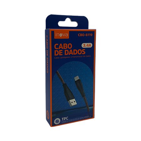 CABO DE DADOS USB-C 2M 3.4A INOVA CBO-6119