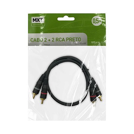 CABO 2 RCA + 2 RCA OD: 5MM PRETO/DOURADO - 0.5M