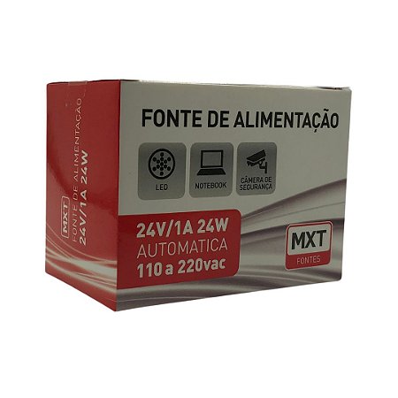 FONTE DE ALIMENTACAO 24V/1A 24W AUTOMATICA 110 A 220VAC