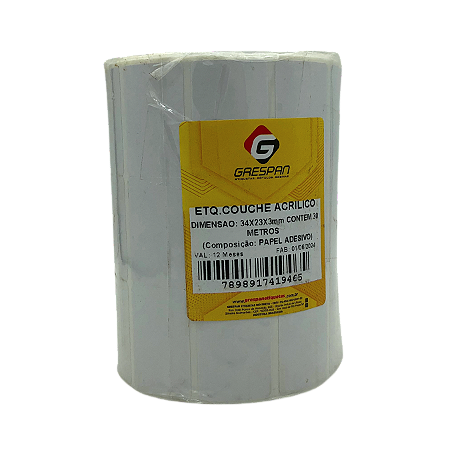 ETIQUETA PARA CODIGO DE BARRAS COUCHE 34X24X30M 3 CARREIRAS GRESPAN