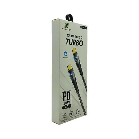CABO DE DADOS USB-C TYPE-C 1M 6A 60W COM LED INDICADOR XC-CD-116 X-CELL