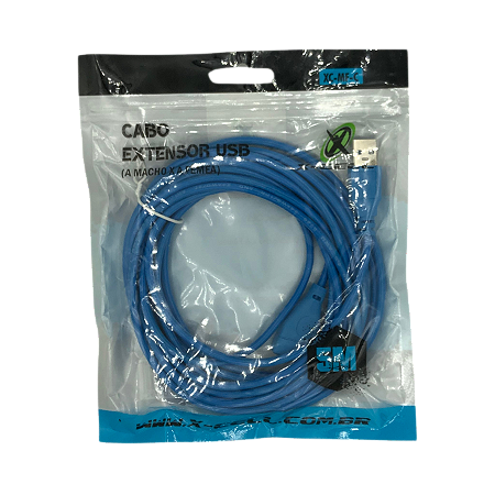 CABO EXTENSOR USB A MACHO PARA FEMEA A 5M X-CELL XC-MF-C