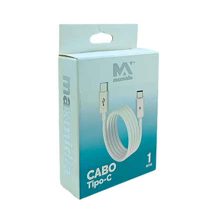 CABO DE DADOS USB-C TYPE-C 36W 1 METRO MAXMIDIA MAX-TCTC1