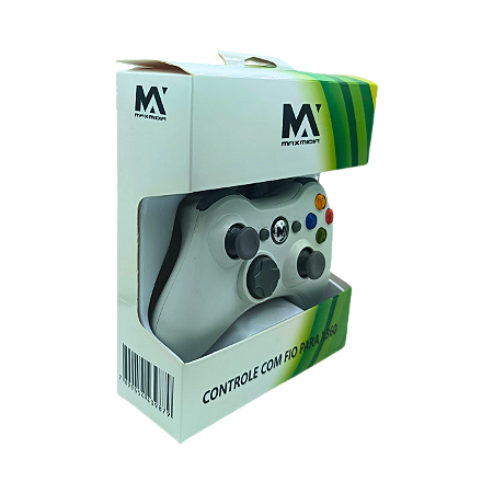 CONTROLE PARA XBOX 360 BRANCO COM FIO 2 METROS MAXMIDIA MAX-XB360B