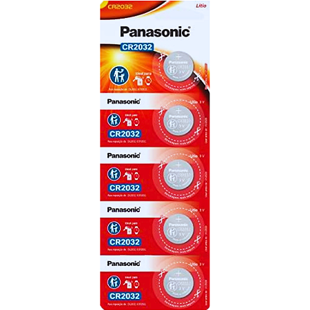 BATERIA BOTÃO CR2032 LITHIUM PANASONIC COM 5 UNIDADES (202340)
