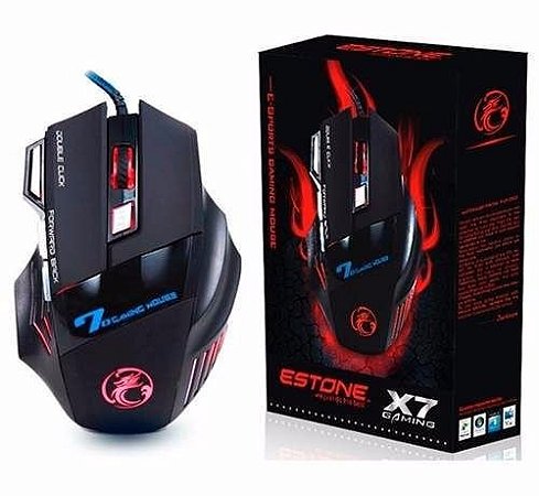 MOUSE GAMER USB COM LED 2.400 DPI COM FIO DE TECIDO 1,3M (X7 SHINKA)
