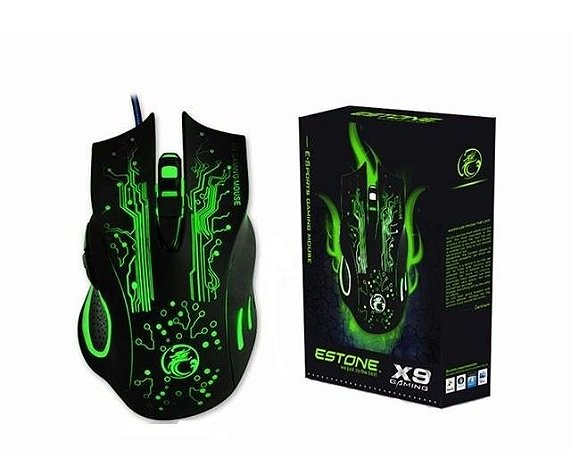 MOUSE GAMER COM FIO 400/800/1200/1600/2000/2400 DPI - 7 BOTÕES - X9