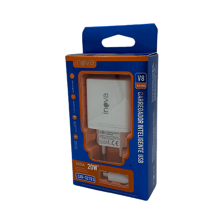 CARREGADOR RAPIDO 20W 1 USB COM CABO V8 MICRO USB INOVA CAR-3278S@