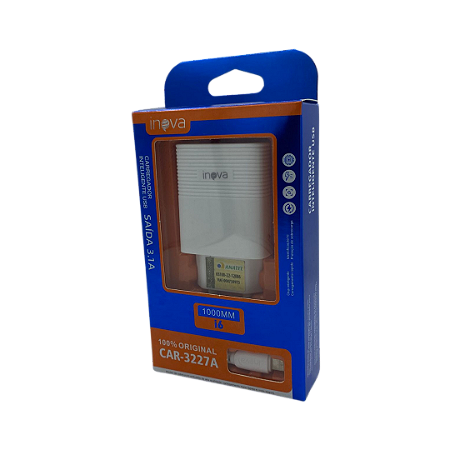 CARREGADOR RAPIDO 3.1A COM 2 USB + CABO USB PARA LIGHTNING IPH INOVA CAR-3227A @