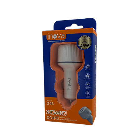 CARREGADOR VEICULAR 1 USB + 1 USB-C INOVA 45W G03 @