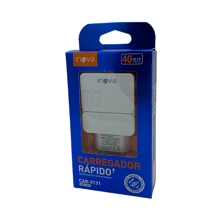 FONTE CARREGADOR 3.0A 40W 1 USB + 1 USB-C INOVA CAR-3131 @