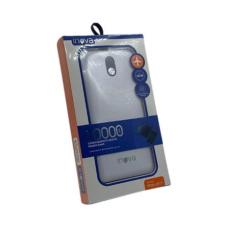 CARREGADOR PORTÁTIL POWER BANK 10000 MAH COM CABO USB-C V8 LIGHTNING INOVA POW-6971 @