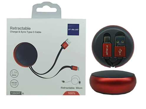 Cabo de Dados tipo C 2.1a 90cm retratil It-blue 13609t @