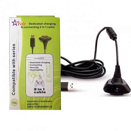 CABO CARREGADOR DO CONTROLE DE XBOX 360 FEIR