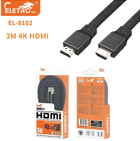 CABO HDMI VERSÃO 2.0 3m ELETROMEX EL-8102