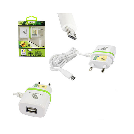 CARREGADOR DE CELULAR V8 2.8A C/1 USB X-CELL.MOD.XC-V8-GLX