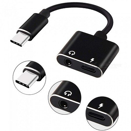 ADAPTADOR TYPE C PARA FONE E CARREGAMENTO 2.1A LX-01