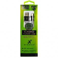 CABO DE DADOS USB/TYPE C. TURBO LED 3.0A 2M XC-CD-24