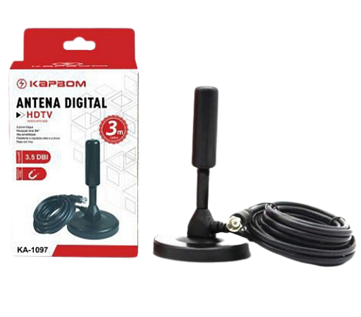 ANTENA DIGITAL HDTV BASE MAGNETICA 3M DE CABO KAPBOM KA-1097