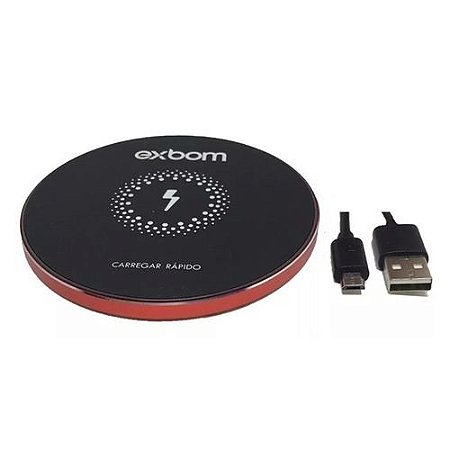 CARREGADOR RAPIDO SENSOR QI SEM FIO COM BORDA DE LED EXBOM TQI-F18