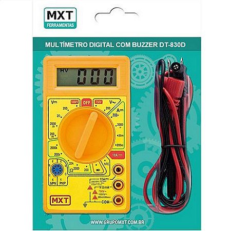 MULTIMETRO DIGITAL DT830D AMARELO COM BUZZER