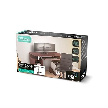 SUPORTE DUPLO ARTICULADO DE MESA PARA MONITORES 17 A 32 ELG T1224N