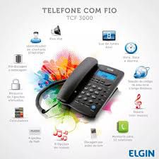 TELEFONE COM FIO, IDENTIFICADOR DE CHAMADAS, VIVA VOZ ELGIN TCF3000