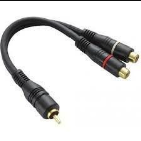 CABO COAXIAL Y 2 RCA FEMEA PARA 1 RCA MACHO PRETO/DOURADO 5MM 25CM MXT