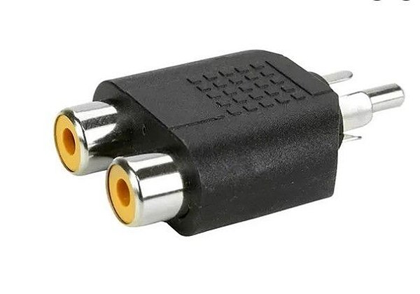 ADAP PLUG RCA P/ 2 JACK RCA - NIQUEL