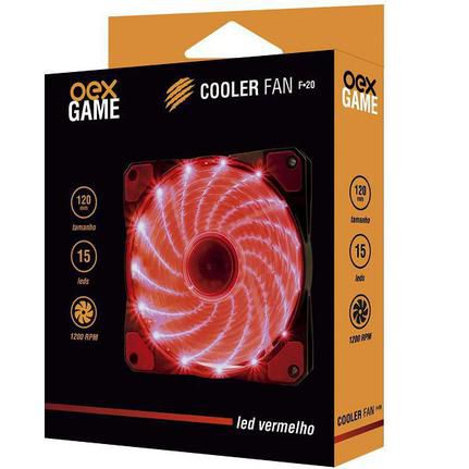 COOLER FAN 120MM 16 LEDS VERMELHO 1200RPM OEX GAME F20