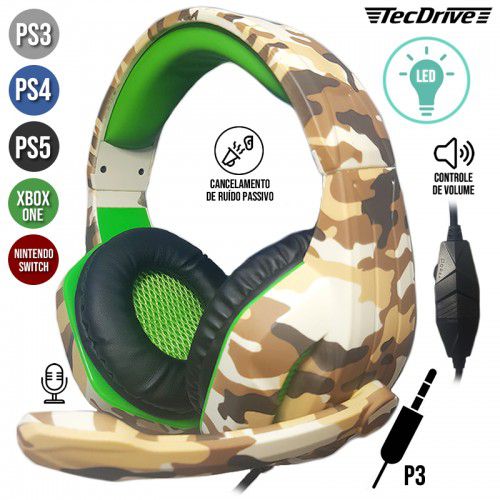 HEADSET GAMER PX-5-DESERTO LED PLAYSTATION PS3 PS4 XBOX ONE P3 TECDRIVE