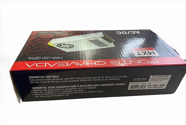 FONTE BIVOLT PARA CFTV MULTI CAMERA 12V/20A 240W MXT