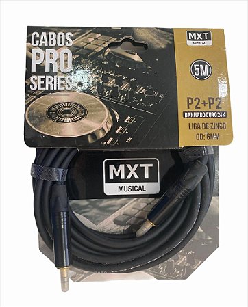 CABO P2 MACHO MONO COBRE BANHADO OURO 24K CORPO EM LIGA DE ZINCO 5 METROS OD:6MM MXT PRO SERIES