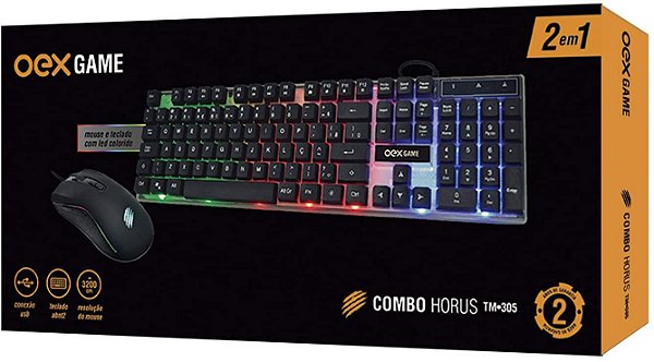 COMBO HORUS TECLADO E MOUSE LED OEX TM305