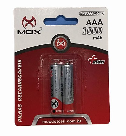 PILHA PALITO AAA RECARREGAVEL MOX MO-AAA1000 B2